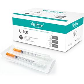 U-100 Syringe with Needle, 30G 5/16" 1ml Disposable Syringes Individually Sealed Packages(100 Counts)