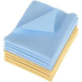 10Pcs Flute Cleaning Cloth, Microfiber Violin Cleaning Cloth Soft Instrument Cleaning Cloth for Guitar Flute Violin Piano Trumpet Sax Lenses Screen (Blue and Apricot)