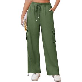 GRACE KARIN Womens Cargo Pants Wide Leg High Waisted Lounge Palazzo Pants 2025 Summer Hikling Work Trousers with Pockets