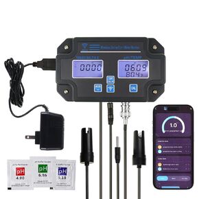 6 in1 ph meter for the tester materics tester digital ph tester ph/ec/tds/salt/sg/meather meter مع شاشة Wi-Fi Wi-Fi اللاسلكية عبر تطبيق الهاتف المحمول للشرب المنزلي ، وسباحة وحوض السمك