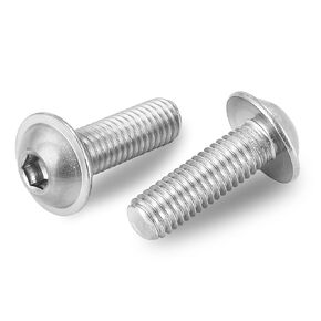 M5 x 30mm Flanged Button Head Socket Cap Screw Bolts, 304 Stainless Steel 18-8, Allen Socket Drive, Bright Finish, Fully Threaded, Pack of 50