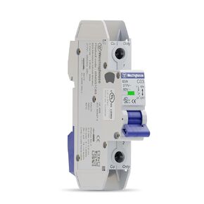 Westinghouse UL 489 AC Miniature Circuit Breaker, 3 Amp, Single Pole, C Curve, 10kA, 277V AC, 60V DC, Non-Polarized, UL Listed, DIN Rail Breaker with Thermal Magnetic Trip