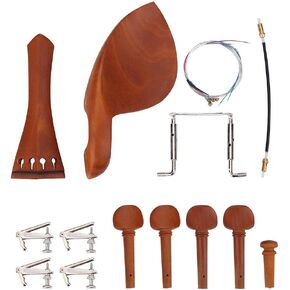 VBESTLIFE 4/4 Jujube Wood Violin Parts, Tailpiece, Pegs, Tunners, Endpin, String and Chin Rest 1Set