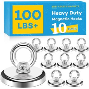 Magnetic Hooks, 100 LB（45KG） Heavy Duty Magnetic Hooks with Countersunk Hole Eyebolt, Perfect for Home, Kitchen, Workplace, Office and Garage, Pack of 25
