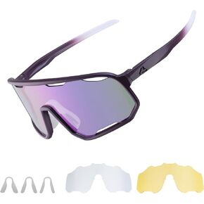 ROCKBROS Photochromic Sunglasses for Men Women,UV400 Protection Cycling Glasses,MTB Cycling Sports Sunglasses,3 Lenses