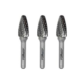SF-5 Tungsten Carbide Rotary Burr Double Cut with 1"(25.4mm) Shank 1/2"(12.7mm) Head Dia and 1/4"(6.35mm) Shank Dia for Metal&Wood Working,3pcs