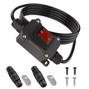 Inline Cord Switch 12V 20A DC IP68 Waterproof with 14 AWG Wire, Inline Switch 2 Position 4 Pin with Junction Box and PCT-222 Quick Connector, Outdoor Inline Power Lamp ON/Off Toggle Switch (5FT)