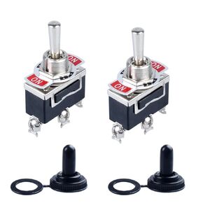 2pcs Momentary Heavy Duty Rocker Toggle Switch SPDT 3 Positions 3 Pins （ON）-Off-（ON） 20A 125V AC Switch with Waterproof Boot Cap