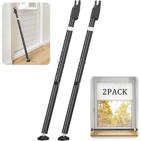 Sliding Door Security Bar and Door Stoppers Security, 2-in-1 Adjustable Length Door Lock Window Security Bar 2Pack, Heavy Duty Stopper for Home, Apartment and Travel (Black)