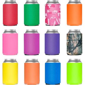 12 Pack Beer Can Coolers Sleeves, Soft Insulated Reusable Drink Cooler for Water Bottles, Blank Collapsible Soda Cover Cooler, DIY Customizable for Parties, Events or Weddings, Bulk