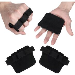 Gym Gloves for Men Weight Lifting, Four-Finger Leather Weightlifting Gloves, Anti-Slip Men's Workout Palm Guard Gloves, Gym Hand Gloves for Women Men Fitness Training Pull Up (Black)