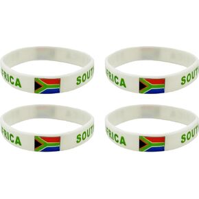 4 Pcs South Africa South African Country Flag Rubber Bracelets, National Flag Silicone Bracelet, Rubber Wristbands Patriotic Decorations Gift