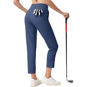 MAGCOMSEN Womens Golf Pants UPF 50+ Stretch Lightweight 7/8 High Waisted Work Casual Travel Athletic Pants with 5 Pockets