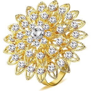 Geiserailie 6 Pieces Flower Napkin Rings Christmas Alloy Floral Crystal Rhinestone Napkins Rings Holders for Wedding Birthday Dinner Party Table Home Decoration