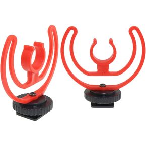 Heyous 2PCS Interview Microphone Stand Microphone Shock Mount Red Plastic Hot Shoe Mount Accessory for Camera Gear Tripods