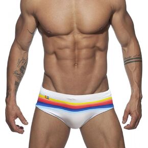 UXH Swimwear Men Sexy Swim Briefs Pride Day Strips Swimsuits Swim Briefs Bikini Board Surf Shorts Trunk