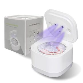 Ultrasonic Retainer Cleaner, 45kHz Denture Cleaner with 200ML Capacity, Ultrasonic Dental Cleaner for Aligner, Night Guard, Braces, Toothbrush, Jewelry and More