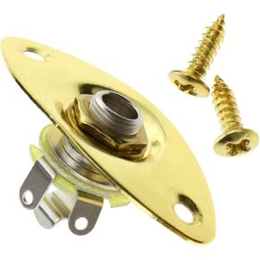 Oval Shape Guitar Output Jack Plate Socket with 2 Screws Compatible with Electric Guitars Gold