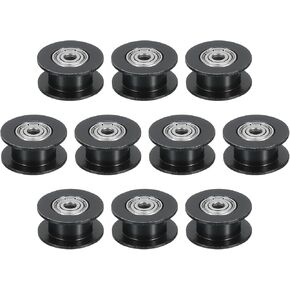 HARFINGTON 10pcs 2GT Idler Pulley 3mm Bore 18mm Dia. 6mm Width Belt Toothless, Black