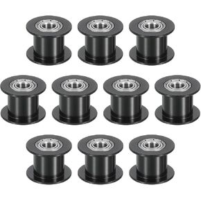 HARFINGTON 10pcs 2GT Idler Pulley 5mm Bore 18mm Dia. 10mm Width Belt Toothless, Black