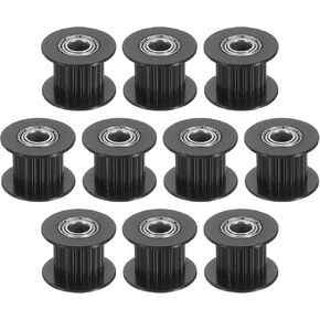 HARFINGTON 10 Pcs 2GT Idler Pulley 5mm Bore 18mm Dia. 10mm Width Belt Toothless, Black