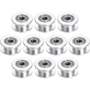 HARFINGTON 10pcs 2GT Idler Pulley 4mm Bore 18mm Dia. 6mm Width Belt Toothless, Silver