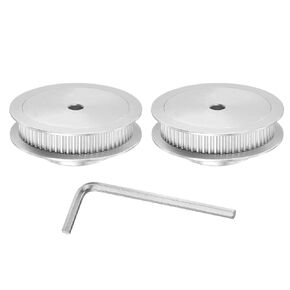 MECCANIXITY 2GT Pulley 60 Teeth 5mm Bore Aluminum Timing Pulley Wheel for 11mm Width 60T Timing Belt with Hexagonal Wrench for 3D Printer, CNC, Timing Belt-2Pcs Silver