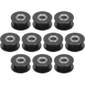 HARFINGTON 10pcs 2GT Idler Pulley 5mm Bore 18mm Dia. 6mm Width Belt Toothless, Black