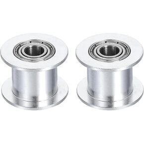 HARFINGTON 2pcs 2GT Idler Pulley 5mm Bore 18mm Dia. 10mm Width Belt Toothless, Silver