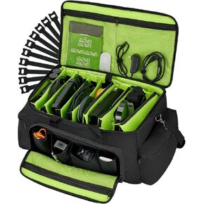 Vangoa Cable Organizer Bag Large DJ Bag with 8 Detachable Dividers and 10 Cable Storage Ties for DJ Equipment, Musical Accessories, for Laptop, Mic, Padded DJ Cables Gig Bag, Gray