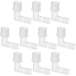 PATIKIL 1/2"G x 1/2" Hose Barb Fitting L Elbow Fittings, 5 Pcs Plastic Barbed Pipe Connector Joint Splicer Mender Adapter Union for Gas Fuel Liquid Air