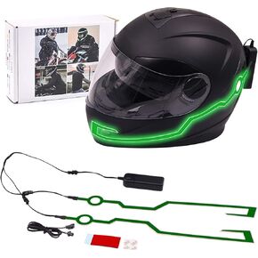 Motorcycle Helmet Light,3 Modes Sticky EL Strips,Battery Helmet Lamp,2 Splitter Night Strobe Flash Brake Riding Helmet Decoration Kit