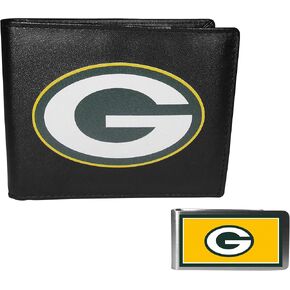Siskiyou Sports NFL Green Bay Packers Bi-fold Wallet & Color Money Clip, Black, One Size FBIL115LMP