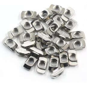 50 pcs Silver European Standard 40 Series Aluminum Slot Carbon Steel Half Round Roll in Sliding T Slot Nut with M8 Thread Pack