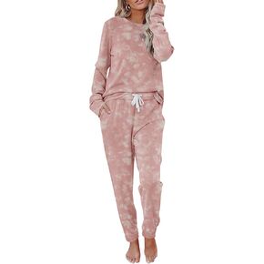 Christmas Pajamas Womens 2 Peice Pjs Sets for Women Two Piece Outfits Jogging Tracksuit Sets Black S