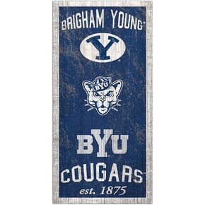 Fan Creations NCAA BYU Cougars Unisex BYU Heritage Sign, Team Color, 6 x 12