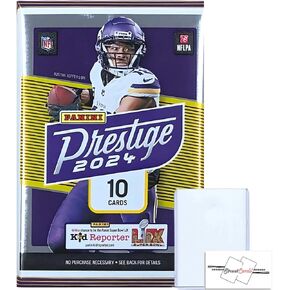 2024 Panini Prestige Football NFL Retail Pack with 10 Trading Cards + Toploader + STREETCARDS Magnet!