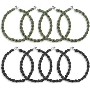 8 Pcs Military Boot Straps, Elastic Boot Bands Blousing Straps with Metal Hook Outdoor Legging Rope Army Leg Strap for Outdoor Activities Women Men (Black & Green)