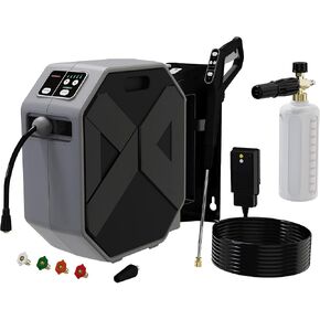 Electric Wall Mounted Power Washer - 5000 PSI 3.2 GPM Adjustable Pressure Washer, Power Washer with 100FT Retractable Hose and 1L Foam Canno Remot Control for Cars, Driveways, Patios in Saudi Arabia