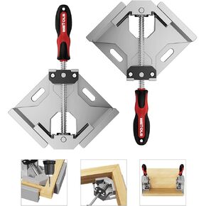 WETOLS Corner Clamp 2pcs 90 Degree Right Angle Clamp with Adjustable Aluminum Alloy Swing Jaw, Single Handle Clamps for Woodworking, Photo Framing, Gifts for Men Dad