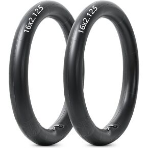 Heavy Duty 16x2.125 Thick 40% Butyl Inner Tube, 16 Inch E-Bike Tube with CR202 Bent Valve Stem Compatible with Most 16x1.75 16x1.95 16x1.75/2.125 Bicycle Bike Motorcycle and Most Kids Bikes 2Pcs