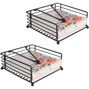 RETON 2 Pcs Napkin Holders for Table, Metal Flat Serviette Holder with Weighted Arm, Paper Napkin Holder Dispenser for kitchen Home Restaurants Cafes Weddings Bar (Black)