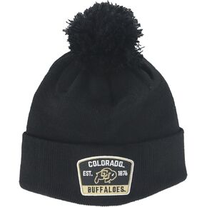 ZHATS Standard NCAA Officially Licensed Pom Beanie Patch Switchback Black, One Size
