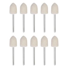 HARFINGTON 10pcs Wool Felt Mounted Mandrel Points 12mm Head 1/8 Inch Shank Conical Polishing Bits Burrs Felt Polishing Buffing Wheel for Rotary Tool