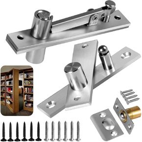 Door Pivot Hinges,Invisible Pivot Hinge System with Door Ball Catch Hardware for Max 200 lb Heavy Duty Wood Doors & Hidden Door Bookcase & Secret Door (1)
