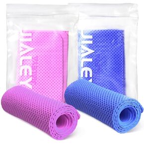 2 Packs Cooling Towel (29.5''x5.9''), Chamois Ice Towel, Instant Cool Neck Rags, Soft Breathable Chilly Cool Cold Towels for Yoga, Gym, Workout, Camp, Fitness, Beach, Travel & More Activities
