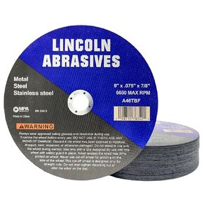 25-Pack 9" x .075" x 7/8" Cut-Off Wheel Lincoln Abrasives Metal & Stainless Steel