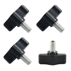 4 Pcs 1/4-20 x 1/2 Inch Thumb Screws, Stainless Steel Thread with Black Aluminum Knob, Thumb Screw Fasteners for Woodworking, Indoor, Outdoor and Equipment Assembly