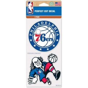 NBA Philadelphia 76ers Decal4x4 Perfect Cut Set of 2 Decals, Team Colors, One Size