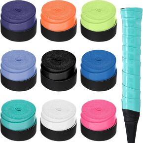 9 Pcs Tennis Racket Grip Tape Colorful Overgrip Tape Anti Slip Badminton Racquet Tape Precut Tennis Finishing Tape Dry Feel Tennis Grips Pickleball Handle Replacement Wrap Pickleball Paddle Grip Tape